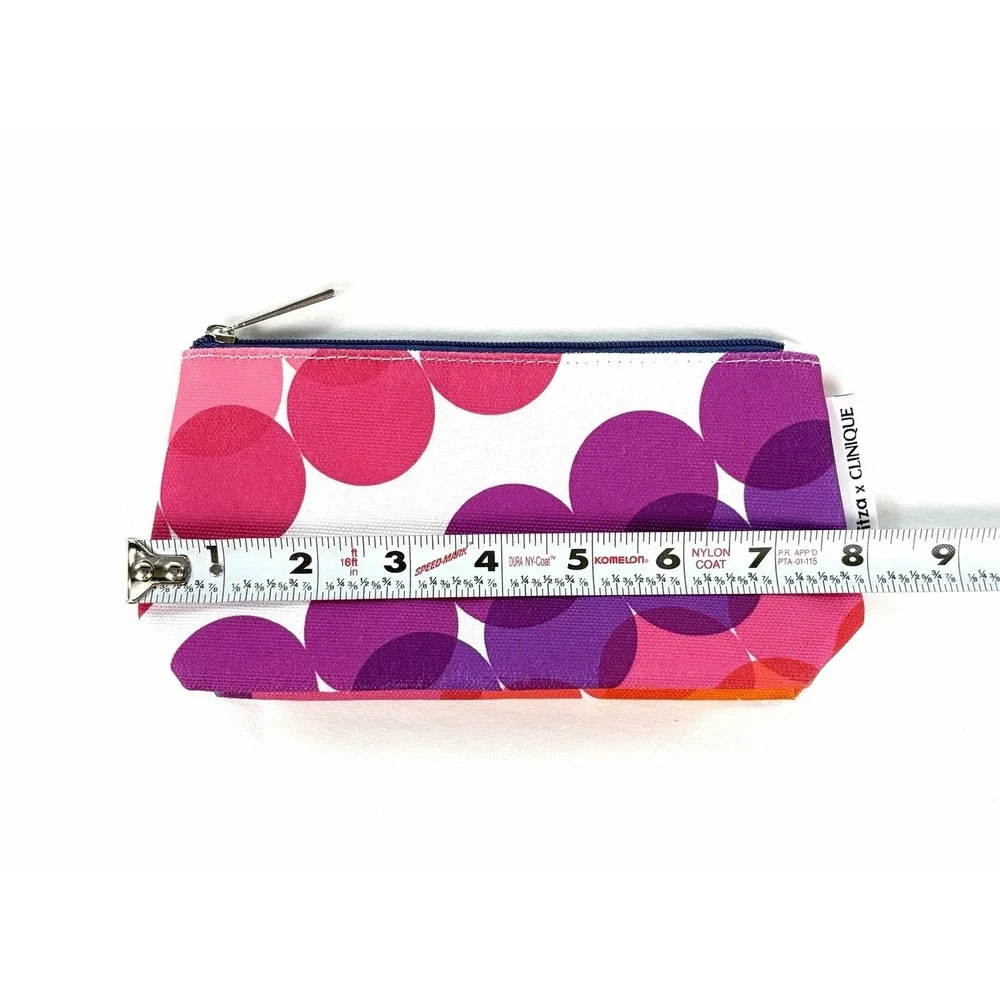 New Kapitza x Clinique Cosmetic Makeup Bag Pouch Geometric Circles Colorful Zip